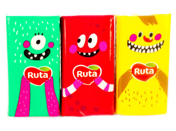 Платки носовые "Ruta" Monsters ассорти белые трехслойные без аромата 10шт