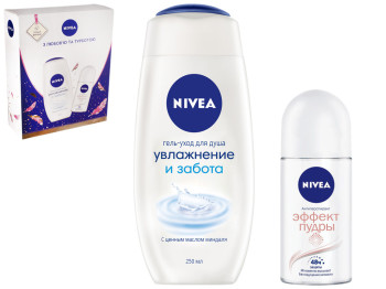 Набір подарунковий Nivea "Ефект пудри" 2019 (гель для душу 250мл, дезодорант 50мл)