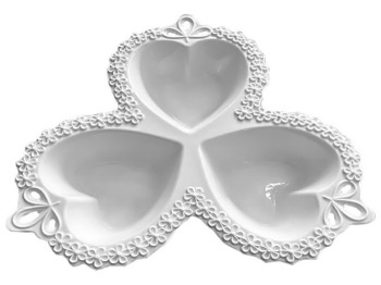 Менажница Heart 3в1, фарфор, 25,5см