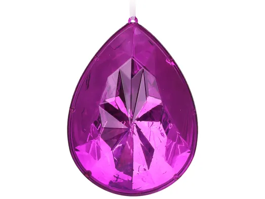 Елочная игрушка подвеска Капля из прозрачного пластика, пурпурная, 13×6×17,5 см