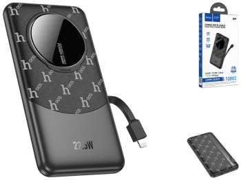 Універсальна мобільна батарея Hoco Q29 Nobility 22.5W+PD20W with cable(iP) 10000mAh Колір Чорний