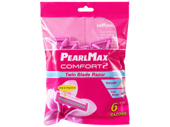 Бритви одноразові жіночі PearlMax Comfort 2 з алое та вітаміном Е, 6 шт