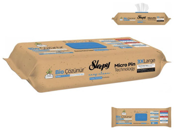 Серветки вологі для прибирання Sleepy Bio Easy Clean, з морською сіллю, біорозкладні, 30x22см, 50шт