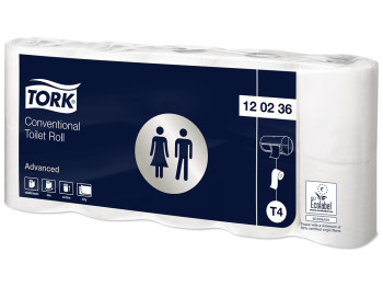 Туалетная бумага Tork Advance 2-слойная, 22м, 10 рулонов, белая