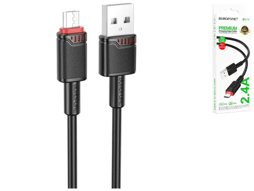 Кабель USB Borofone BX110 Micro 2.4A, 1м, колір чорний