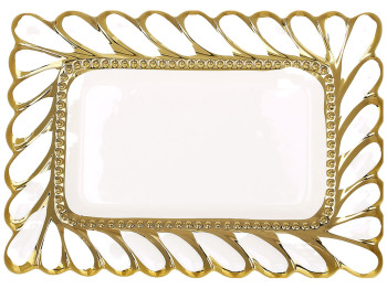 Блюдо сервірувальна Tiffany, прямокутна, із золотим облямівкою, 25×17,7×3 см