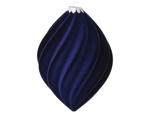 Елочная игрушка Velvet Glow с флоковым покрытием, темно-синяя, пластик, 12,5×20 см