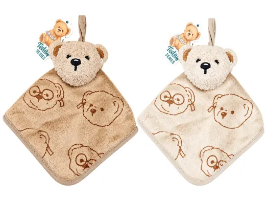 Рушник для рук Teddy Island з ведмедиком та петелькою, 2 кольори, 35×35 см (ціна за 1шт)