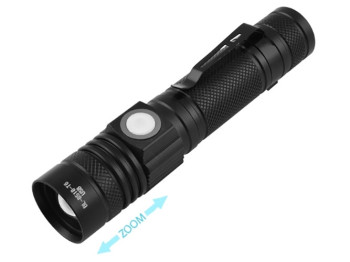 Ліхтар 518/8518-T6, 1х18650, затискач, zoom, ЗУ micro USB, Box (518/8518-T6)