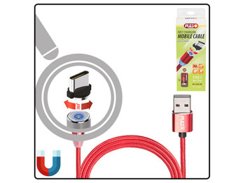 Кабель магнітний PULSO USB - Type C 2,4А, 2m, red (тільки зарядка)