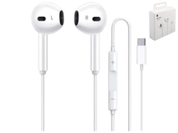 Навушники дротові Apple EarPods USB-C Copy, вкладиші, колір білий