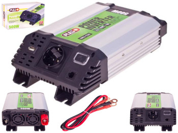 Перетворювач напруги PULSO (IMU-520) 12V-220V, 500W, USB-5VDC2.0A, мод.хвиля, клеми