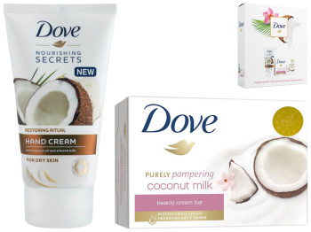 Набор подарочный Dove "Кокосовое удовольствие" (крем-мыло твердое 135г+крем для рук 75мл)