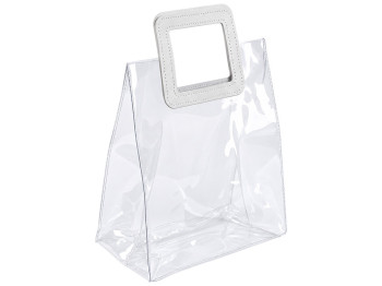 Пакет подарунковий Clarity S, ПВХ, прозорий, з жорсткими ручками, 18×20×10 см