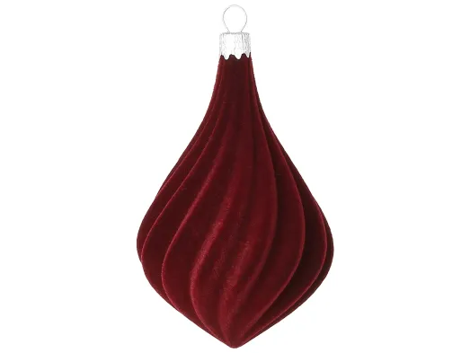 Елочная игрушка Velvet Glow с флоковым покрытием, бордовая, пластик, 6,5×10,5 см