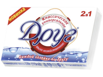 Мыло хозяйственное твердое Друг "Классическое" упаковка (цена за 2шт по 115г)