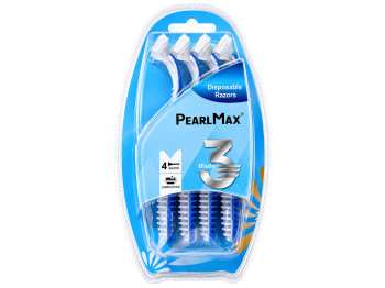 Бритви одноразові чоловічі PearlMax зі змащувальною смужкою, 4 шт, 3 леза