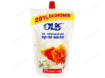 Крем-мыло косметическое жидкое в пакете "Olis" "Молоко и мёд" 500 мл.