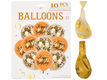 Набір повітряних кульок Happy Birthday, латекс, з конфеті, 10 шт (ціна за набір)