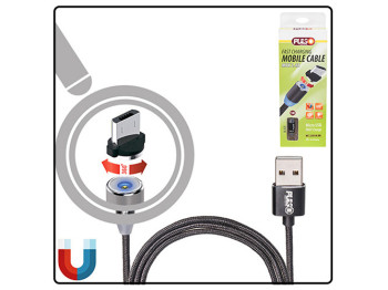 Кабель магнітний PULSO USB - Micro USB 2,4А, 1m, black (тільки зарядка)