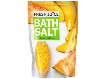 Сіль для ванн Fresh Juice Banana & Melon, морська, з екстрактами банана та дині, 500г, дойпак