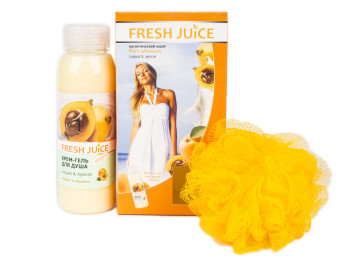 Набор косметический Fresh juice "Pure pleasure" (Крем-гель для душа 300мл+Спонж массажный для тела)