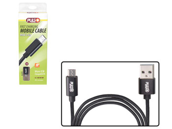 Кабель Pulso CC-1801M BK, USB - Micro USB 3А, 1м, black (швидка зарядка/передача даних)
