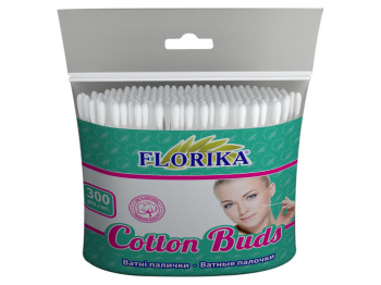 Ватні палички (пластик) Florika 300шт (в пакеті)