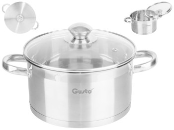 Каструля з кришкою GUSTO PLANO капсульне дно, нержавіюча сталь 3,3л D20см GT-1105-20
