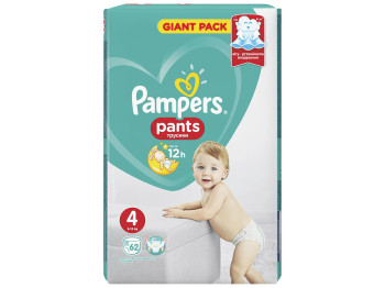 Подгузники-трусики одноразовые детские Pampers Pants Giant Размер 4 (9-15кг) 62шт