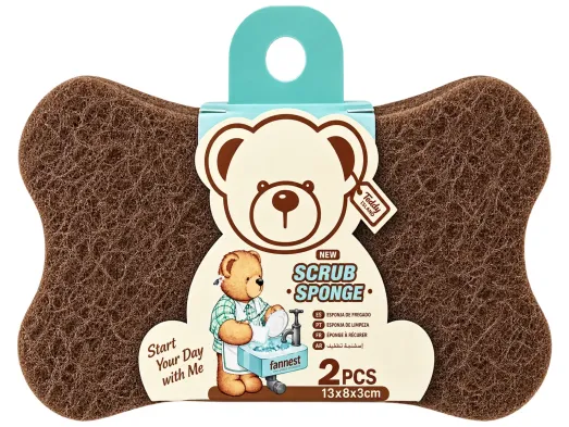 Губки для миття посуду Teddy Island абразивні, коричневі, 13×8×3 см, 2 шт