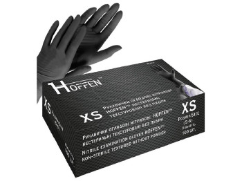 Рукавички нітрилові XS Hoffen 3.5г нестерильні текстуровані без пудри, 50шт