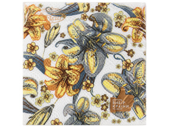 Серветки паперові двошарові La Fleur Полотно з лілій, 33×33 см, 16 шт