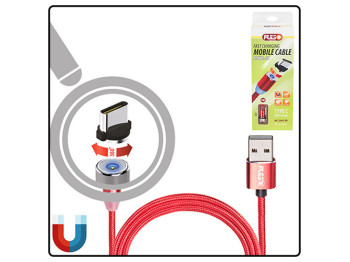 Кабель магнітний PULSO USB - Type C 2,4А, 1m, red (тільки зарядка)