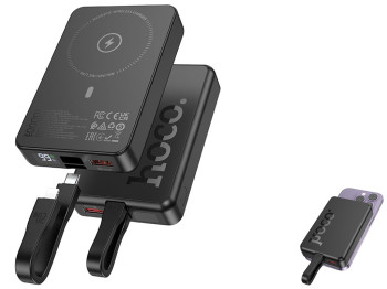 Універсальна мобільна батарея Hoco Q24 Elegant 22.5W+PD20W with cable and magnetic 10000mAh Чорний