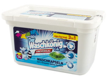 Капсулы для стирки бесфосфатные Waschkonig (universal) 14 x 24g (Германия)