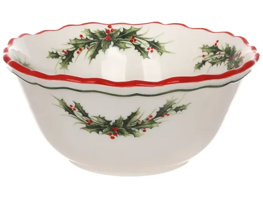 Пиала фарфоровая Evergreen Christmas с новогодним декором, 400 мл, 14×6,2 см