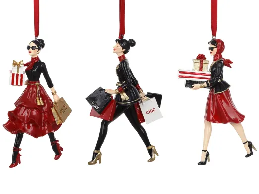 Елочная игрушка подвеска Fashion Week из полистоуна, 3 дизайна, 4×7×14 см (цена за 1 шт)