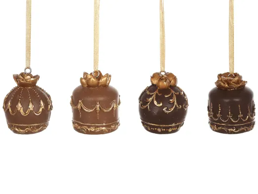 Елочная игрушка подвеска Конфета из полистоуна, 4 дизайна, 3,7×3,7×4,2 см (цена за 1 шт)