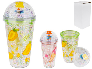 Склянка з кришкою та трубочкою Fruit boom 10,2х20,5см 450мл