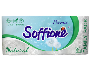 Папір туалетний Soffione "Natural" тришаровий (ціна за упаковку 16 рулонів)