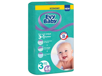 Підгузники дитячі Evy Baby Elastic Twin Midi, розмір 3 (5-9кг) 44шт