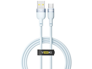Кабель Yoki Silicone, USB-A — Type-C, 3A, 1,2м, Голубой