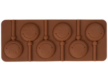 Форма силіконова для льодяників Смайлик, 6 комірок, 24,5×9,5×1,5 см