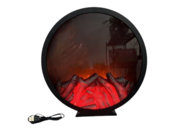 Камин-светильник декоративный с LED подсветкой, 8.5×32×32 см, питание от USB и батареек, цвет чёрный