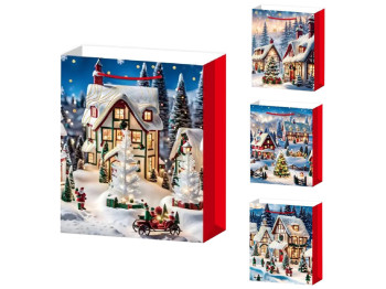 Пакет новогодний бумажный S Winter evening 3D, 18х23х10см