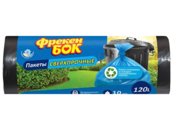 Пакет для смiття Фрекен Бок, п/е, 70x110см, чорний, ЛД, 120л, 10шт