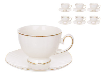 Набір порцеляновий кавовий Silk White, з чашками та блюдцями, 100 мл, (ціна за набір 12 предметів)