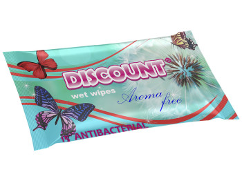 Влажные салфетки "Discount" без запаха антибактериальные 15 шт