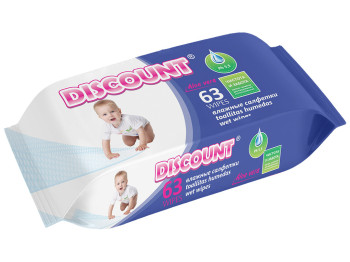 Влажные салфетки детские "Discount" "С экстрактом алоэ" 63шт